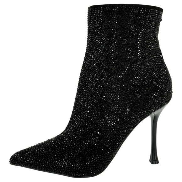 INC Rakima Black Rhinestone Covered Heeled Womens Ankle Boots Size 5M - Picture 3 of 13